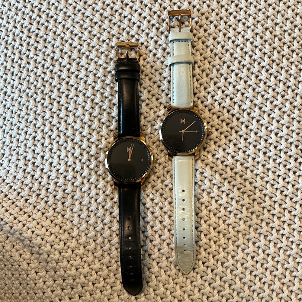 MVMT watches - qty 2 - bone and black with rose gold. $50 for both